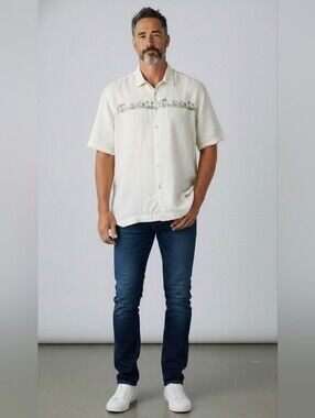 Honolua Surf Co XXL Ivory Palm Tree Hawaiian Resort Shirt